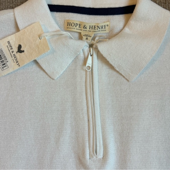 NWT Hope And Henry Girls White Organic Cotton Sweater Dress, Size 8 - Picture 8 of 10